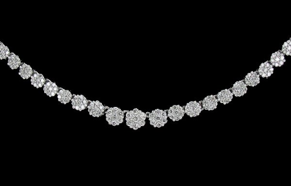 259 White Diamond 14k Gold Necklace Approx. 2twc : Excellent new piece; Prong Set White Diamonds 15gm; 16" 1/2 ounce gold and 2 carats hi-grade white diamonds; gold value alone $400 then add the diamonds