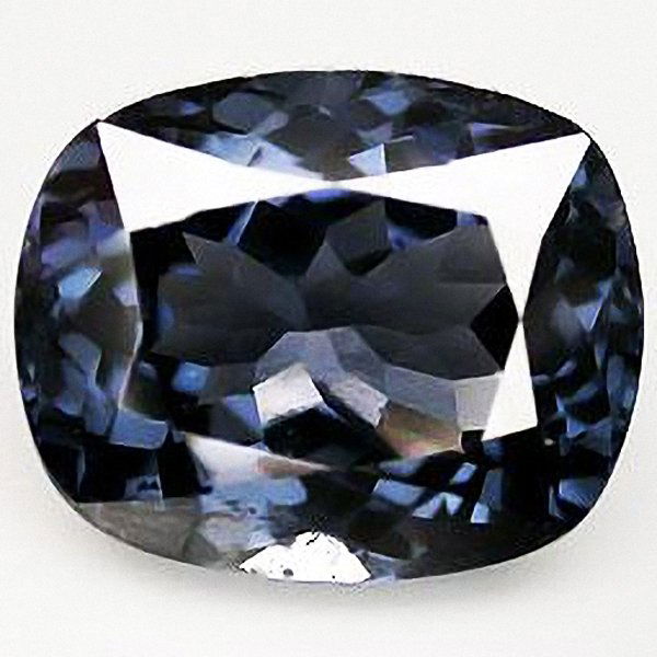 7.08ct Huge Cushion Dark Silver Blue Spinel: Excellent specimen; well cut and colored; with customary treatment unless noted otherwise