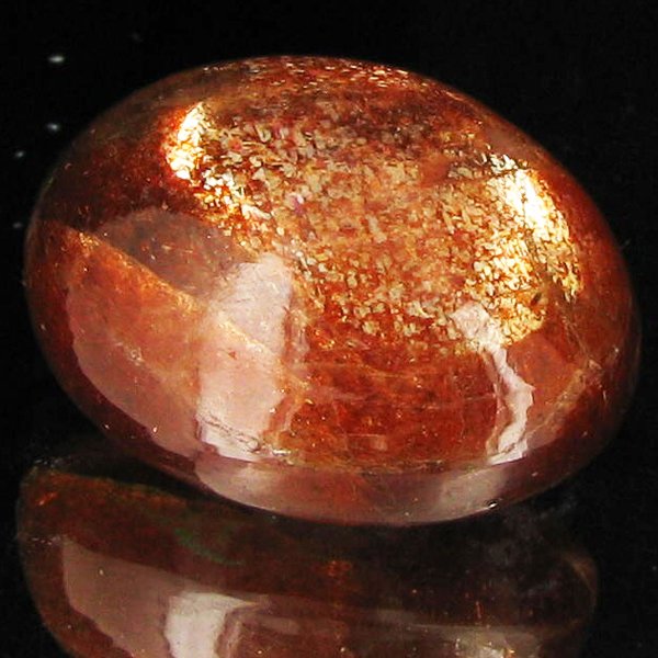 32.85ct Vibrant Sunstone Cabochon: Excellent piece; well cut & colored; with treatment