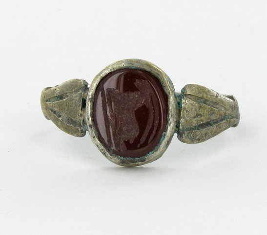 Ancient Roman Silver Carnelian Ring 1800+ y/o: Excellent silvel piece RARE with intact carved stone