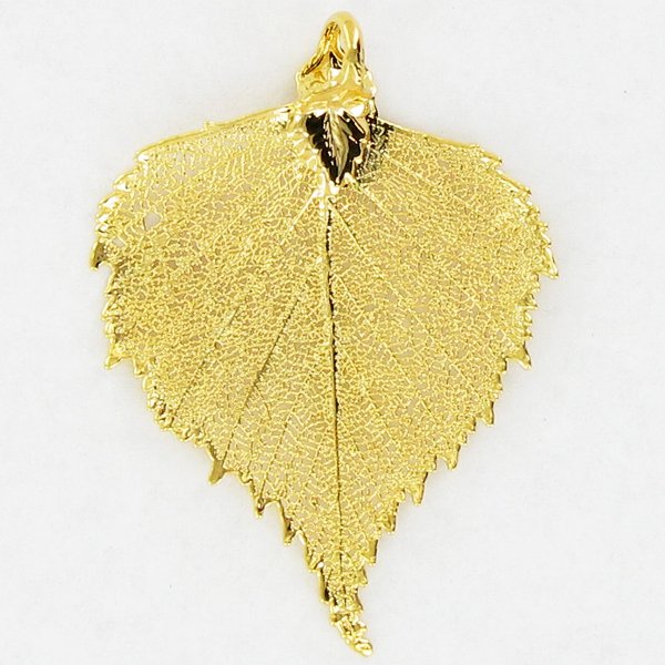 Gold Filled Birch Leaf Pendant: Delicate heavy gold filling; 2"