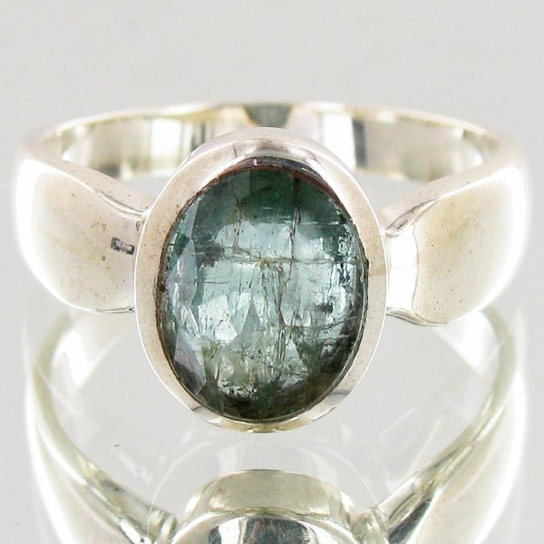 24.5twc Colombian Emerald Sterling Ring: Well crafted piece; stone with customary treatment