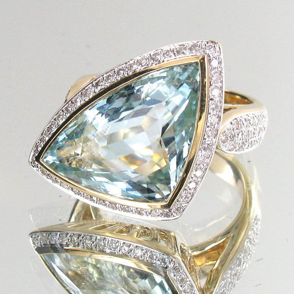 13.6ct Neon Sea Blue Tourmaline Diamond 14k Ring: Custom designed and handcrafted new piece; 87 small white diamonds totalling .67ct; 84.7ct total weight; HUGE RETAIL VALUE!