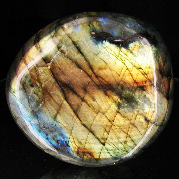 955ct Large Polished Rainbow Labradorite Cabochon: Excellent natural polished specimen