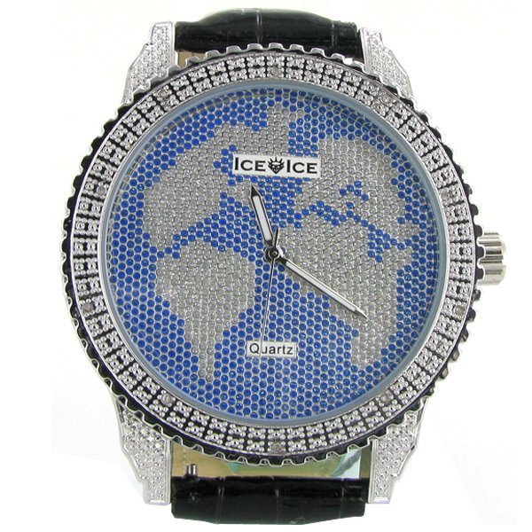 New Ice Time Mens Diamond Bezel Watch: Brand new mens bling style with 10 diamonds in bezel; 2 different color bands; box and papers; retail $1595