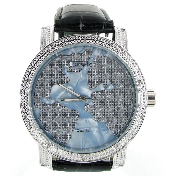 New Ice Time Mens Diamond Bezel Watch: Brand new mens bling style with 10 diamonds in bezel; 2 different color bands; box and papers; retail $1595