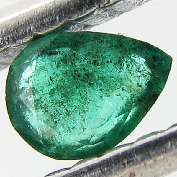 0.12ct Colombian Emerald Pear: Excellent piece; well cut & colored; with treatment