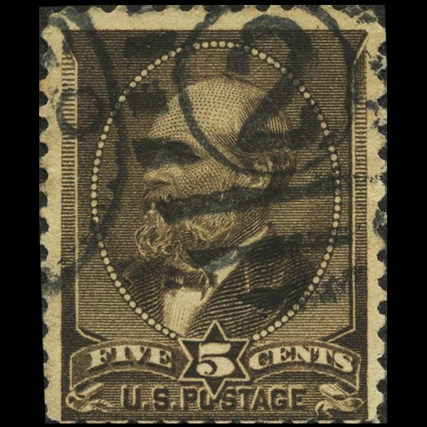 1882 US 5c Grant Stamp SCARCE Cancel: Nice piece with no hidden flaws; Sc 205 $20