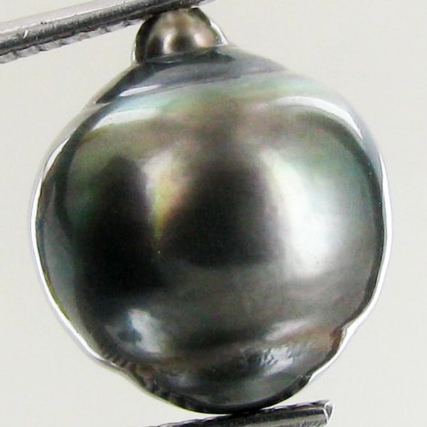 13.98ct Freeform Tahitian Black Pearl: Uniquely shaped; drilled and ready for one-of-a-kind pendant