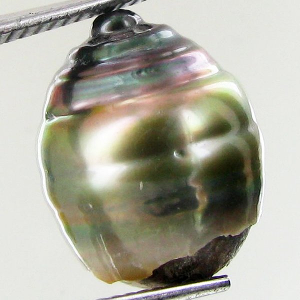13.7ct Freeform Tahitian Black Pearl: Uniquely shaped; drilled and ready for one-of-a-kind pendant