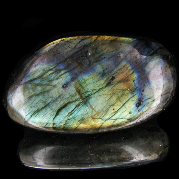630ct Large Polished Rainbow Labradorite Cabochon: Excellent natural polished specimen