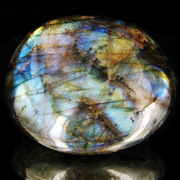 565ct Large Polished Rainbow Labradorite Cabochon: Excellent natural polished specimen