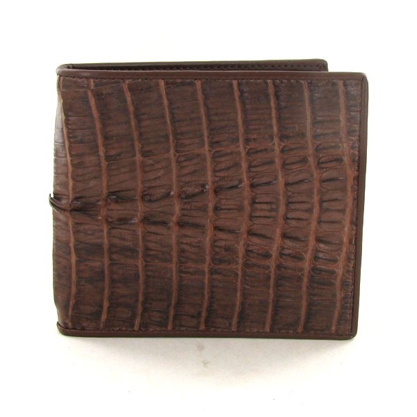 Mens Crocodile Hide Skin Wallet: Well made; brand new mens Crocodile Hide wallet. Sought after tail skin dyed brown. 4.25" x 4" when folded; multiple card slots; bill slots and license flap inside
