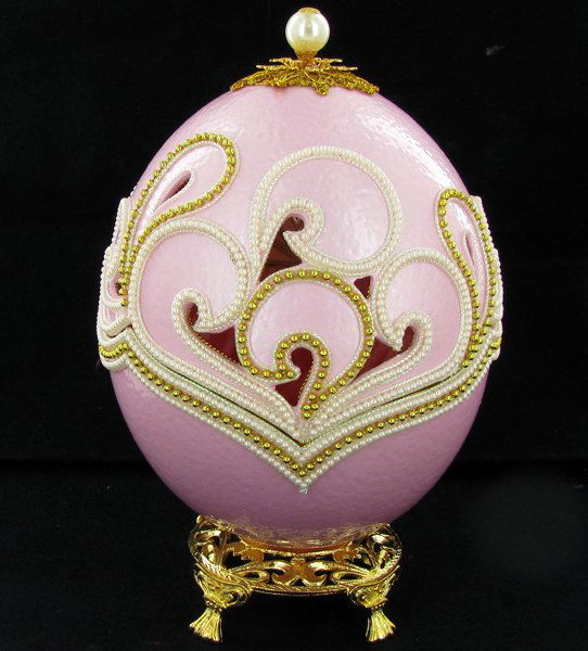 Fabrege Style Decorative Ostrich Egg Jewel Box