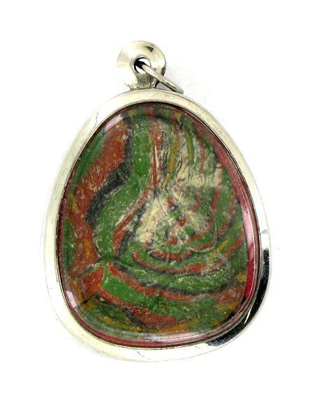 Antique Thai Clay Buddha Amulet in Nickel Pendant Case: Excellent antique piece