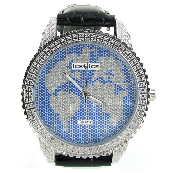 New Ice Time Mens Diamond Bezel Watch: Brand new mens bling style with 10 diamonds in bezel; 2 different color bands; box and papers; retail $1595