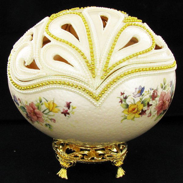 Fabrege Style Decorative Ostrich Egg Jewel Box