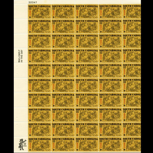 1970 US S Carolina 6c Mint Sheet: Excellent full sheet