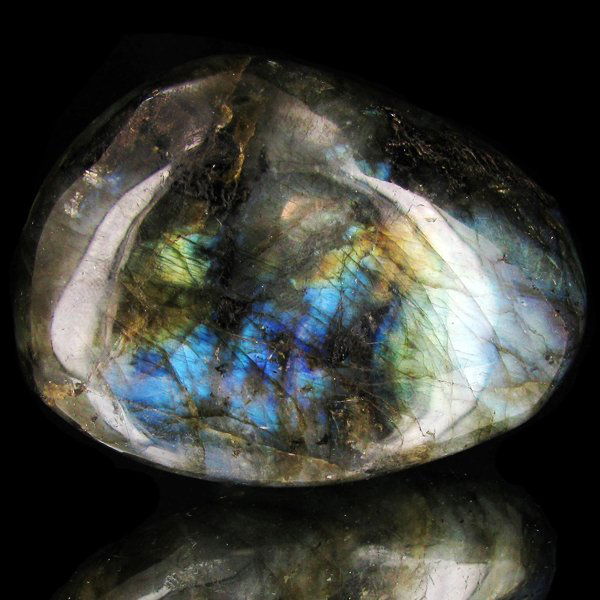 785ct Large Polished Rainbow Labradorite Cabochon: Excellent natural polished specimen