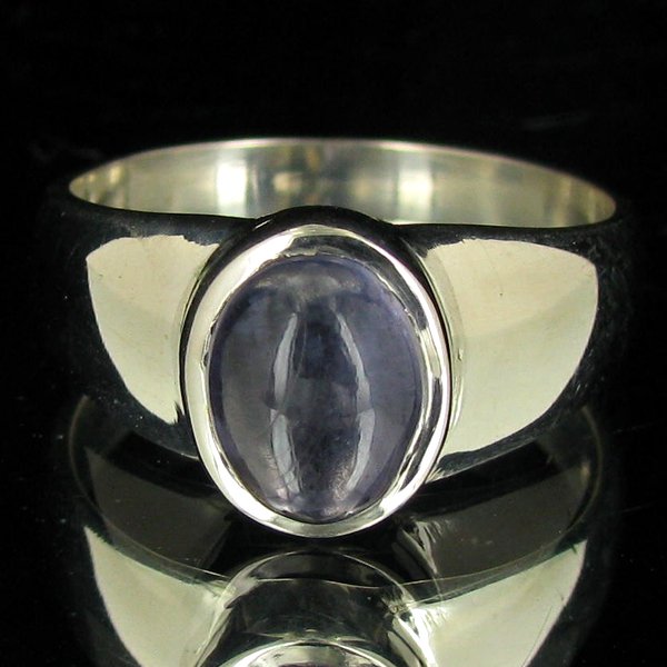 24.1twc Iolite Sterling Ring: Well crafted piece; stone with customary treatment