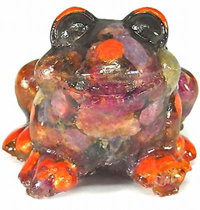 430.00ct Premium Natural Red Ruby Frog Statue: Rare piece; made of bonded translucent red ruby