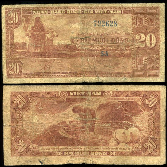 1962 Vietnam 20 Dong Circulated: Scarce issue