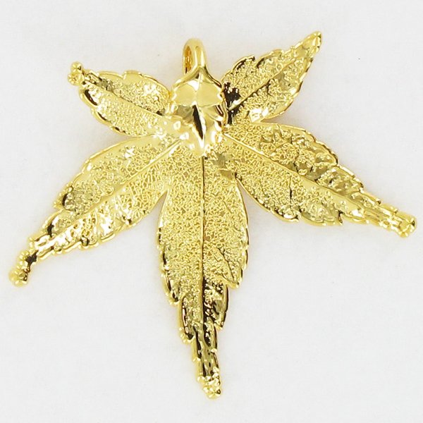 Gold Filled Japanese Maple Leaf Pendant: Delicate heavy gold filling; 2"