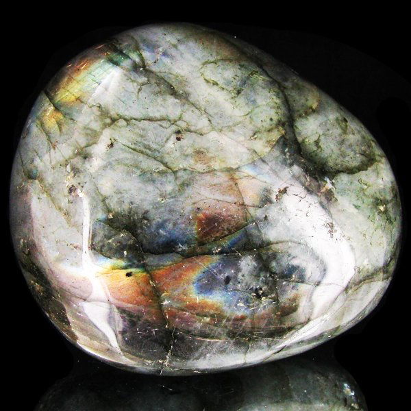 375ct Large Polished Rainbow Labradorite Cabochon: Excellent natural polished specimen