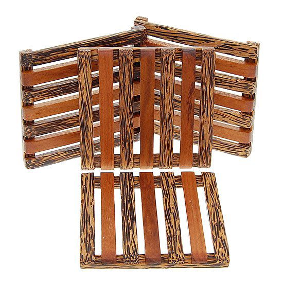 Handcrafted Sugar Palm & Mango Coaster Set: Beautifully handcrafted set of 4; 4"