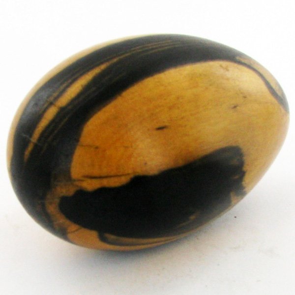 Handcarved Ebony Wood Worry Stone: Handcarved Scarce black and white ebony worry stone/massage implement; 3-4"