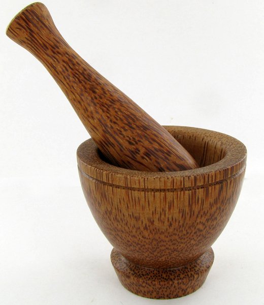 Handcarved Sugar Palm Mortar & Pestle: Excellent handcrafted piece; 3"