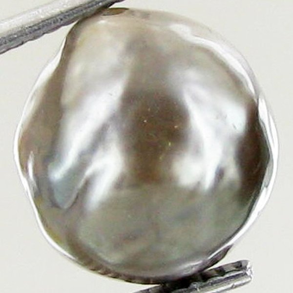 8.69ct Freeform Tahitian Black Pearl: Scarcely shaped; drilled and ready for one-of-a-kind pendant