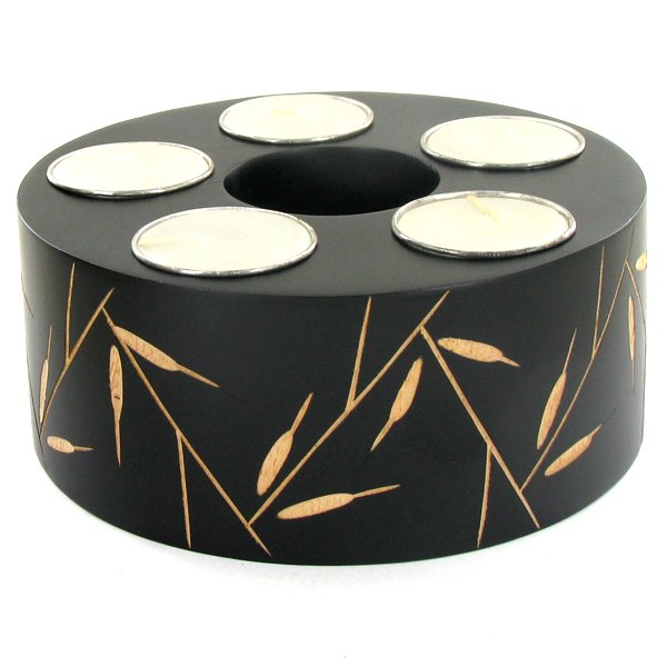 Mango Wood Candle Holder: Excellent handcrafted piece; 6in