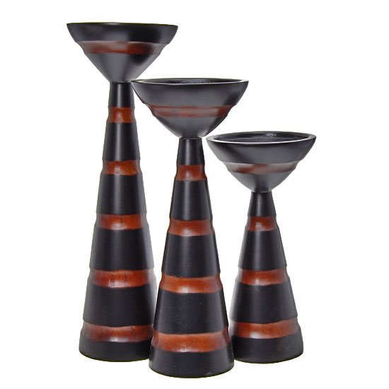 Hand Crafted Mango Wood Candle Stands: Excellent hand crafted set; 12" 10" 8"; $249 retail; MULTIPLES AVAILABLE