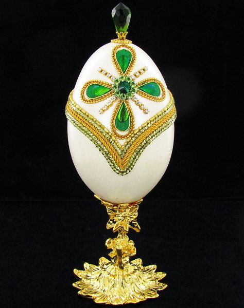 Fabrege Style Decorative Egg Ring Box: Well crafted; 6"
