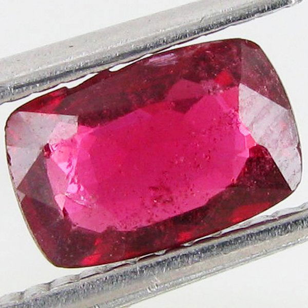 1.06ct Unheated Cushion Top Noble Red Spinel: Excellent specimen; well cut and colored; with customary treatment unless noted otherwise