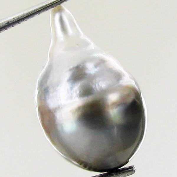 9.18ct Freeform Tahitian Black Pearl: Scarcely shaped; drilled and ready for one-of-a-kind pendant
