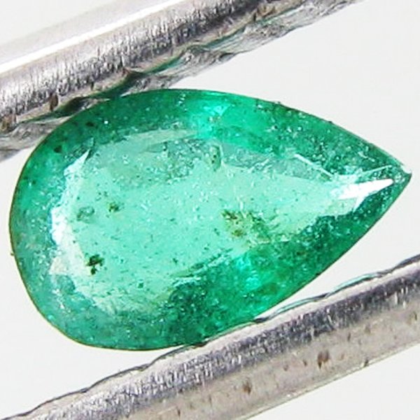 0.16ct Colombian Emerald Pear: Excellent piece; well cut & colored; with treatment