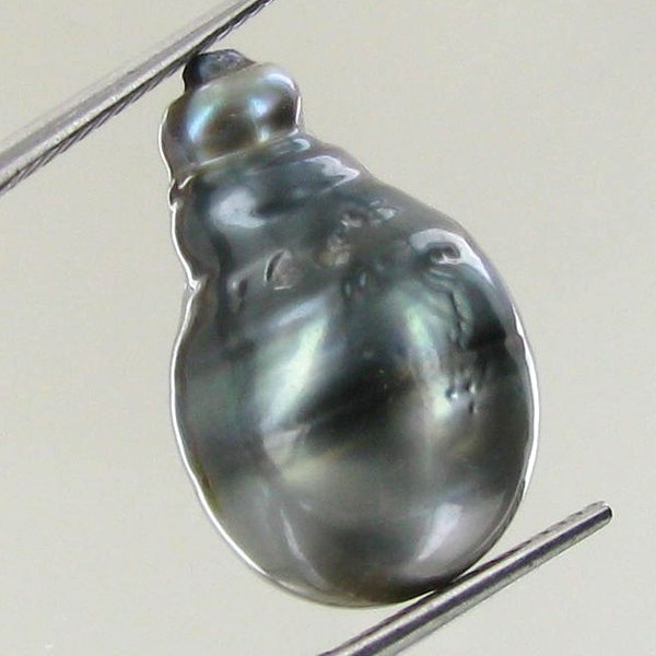 12.9ct Tahitian Baroque Pearl: Baroque shaped; drilled and ready for one-of-a-kind pendant