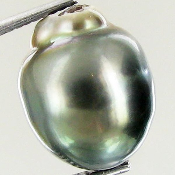 11.72ct Freeform Tahitian Black Pearl: Scarcely shaped; drilled and ready for one-of-a-kind pendant