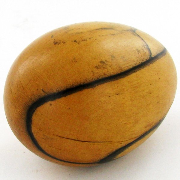 Handcarved Ebony Wood Worry Stone: Handcarved Scarce black and white ebony worry stone/massage implement; 3-4"
