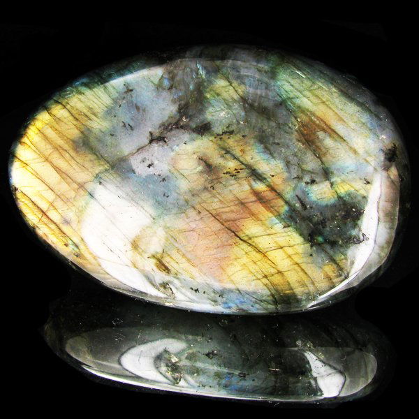 745ct Large Polished Rainbow Labradorite Cabochon: Excellent natural polished specimen