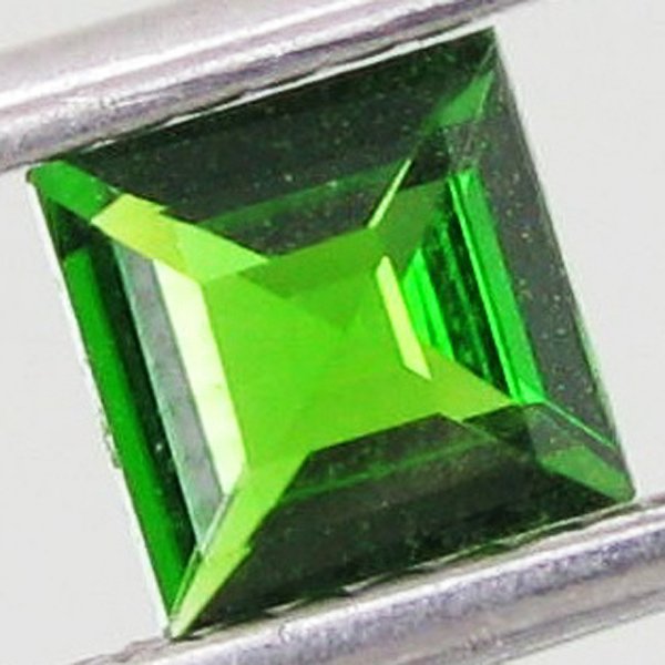 0.53ct Square Green Chrome Diopside: Excellent piece; well cut & colored; with treatment