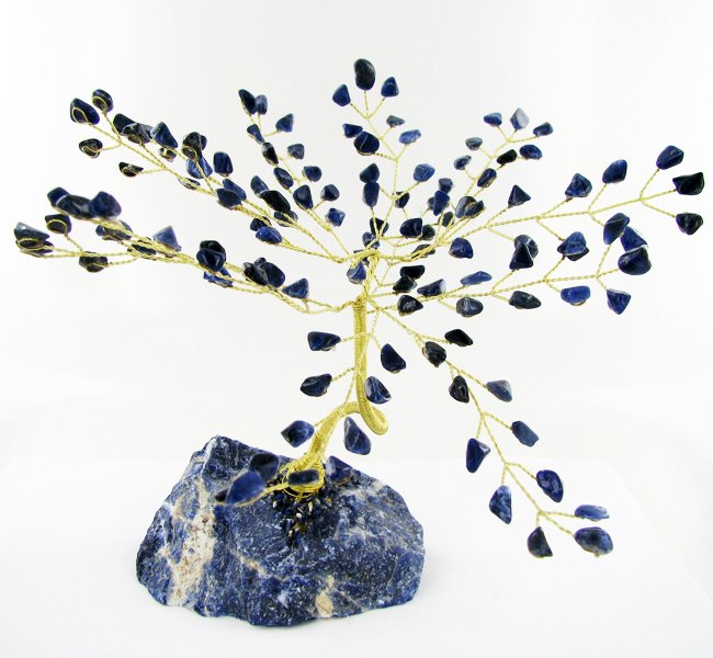 Handcrafted Purple Sodalite Brass Wire Tree: Excellent handcarved piece; 3" 339gm