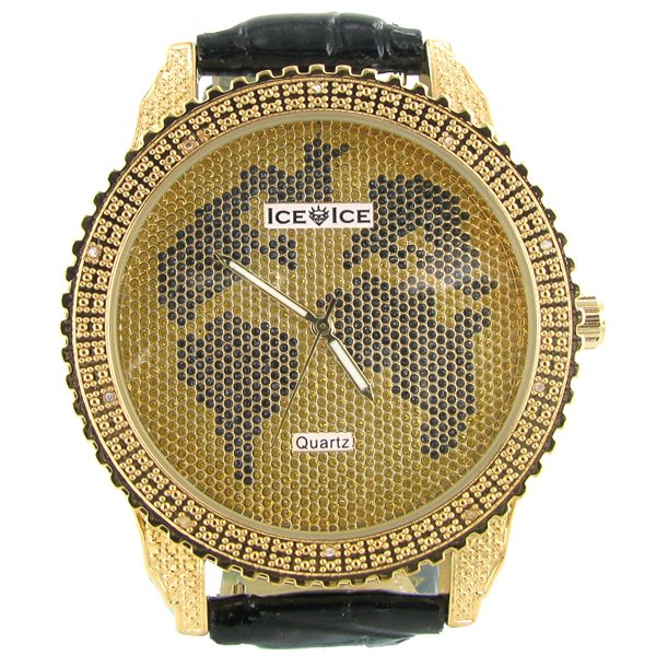 New Ice Time Mens Diamond Bezel Watch: Brand new mens bling style with 10 diamonds in bezel; 2 different color bands; box and papers; retail $1595