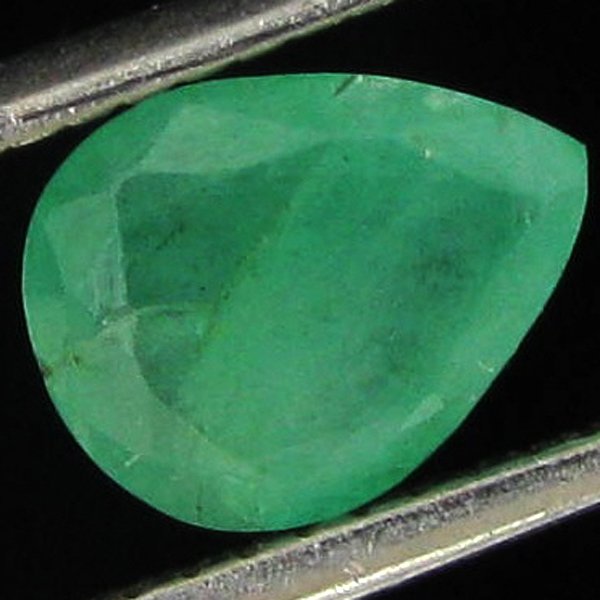 1.2ct Green Colombia Emerald Pear: Excellent specimen; well cut and colored; with customary treatment unless noted otherwise