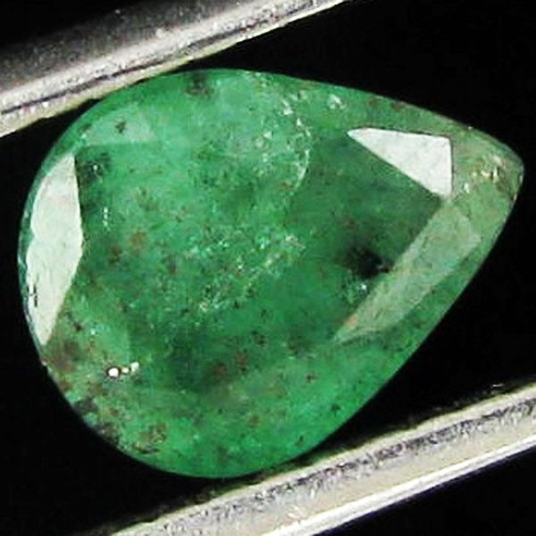 0.83ct Green Colombia Emerald Pear: Excellent specimen; well cut and colored; with customary treatment unless noted otherwise