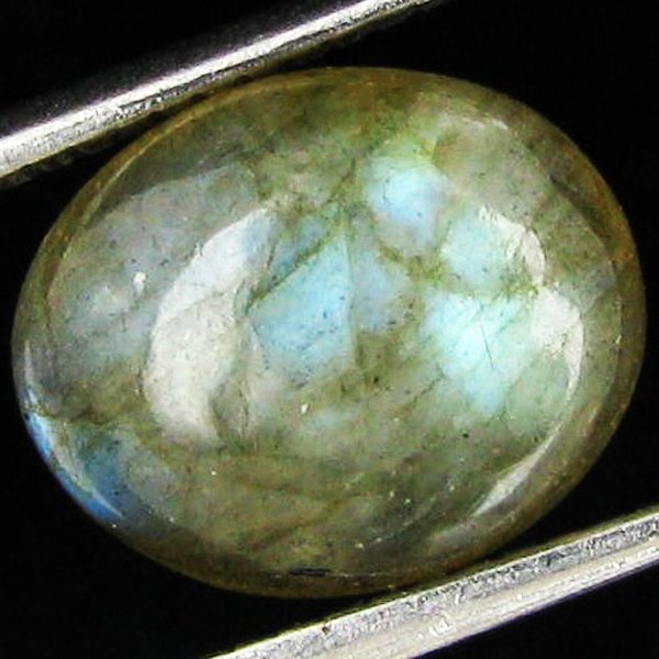 3.5ct Labradorite Cabochon Oval: Excellent piece; well cut and colored; with treatment