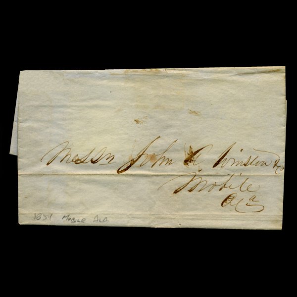 1854 Mobile AL Stampless Cover SCARCE: Scarce early cover