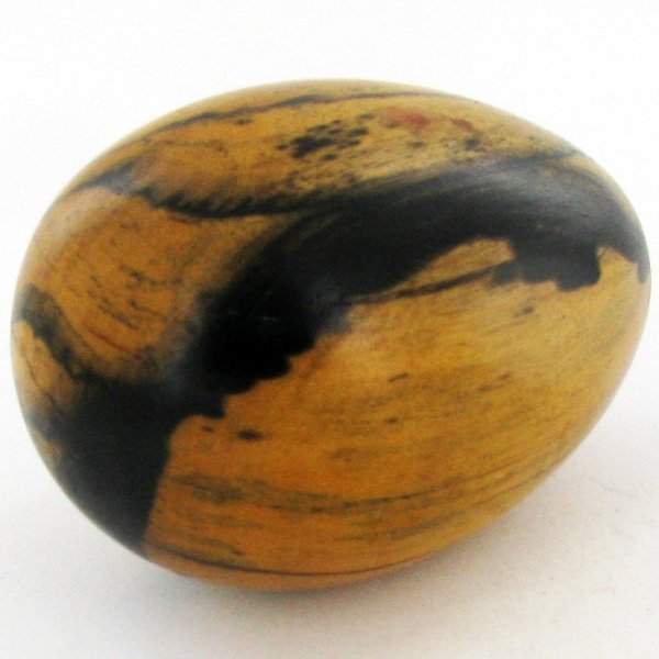 Handcarved Ebony Wood Worry Stone: Handcarved Scarce black and white ebony worry stone/massage implement; 3-4"